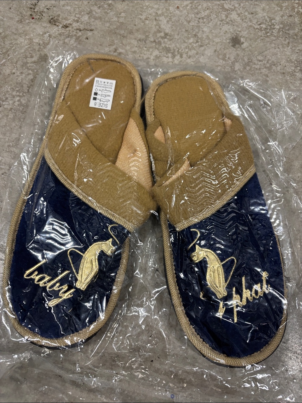Baby Phat Navy and Tan Slip-On Sandal Slippers